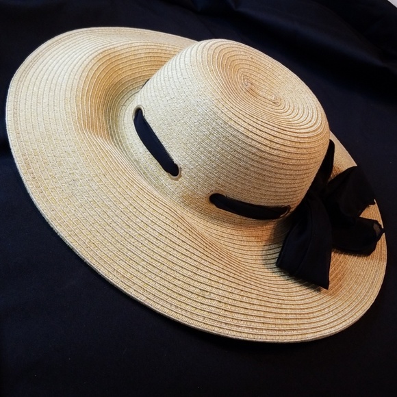 HBY Miami Accessories - Straw Hat with Black Ribbon & Bow
